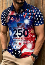 Load image into Gallery viewer, Men's American 250th Anniversary Print Casual Polo Shirt