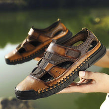 Load image into Gallery viewer, Men Comfy Flat Heel Summer Leather Sandals