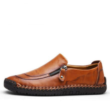 Load image into Gallery viewer, Men Hand Stitching Zipper Slip-ons Leather Shoes