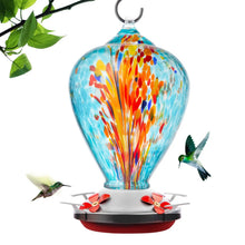 Load image into Gallery viewer, Hand Blown Glass Hummingbird Feeder - 34 Ounces