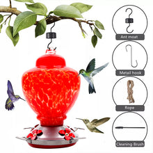 Load image into Gallery viewer, Hand Blown Glass Hummingbird Feeder - 38 Ounces