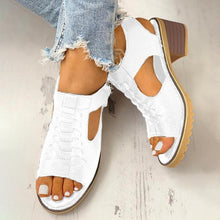 Load image into Gallery viewer, Women's Peep Toe Cutout Zipper Chunky Heeled Sandals