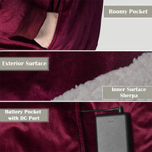 Load image into Gallery viewer, Heated Wearable Blanket Hoodie with Battery Pack