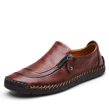 Load image into Gallery viewer, Men Hand Stitching Zipper Slip-ons Leather Shoes