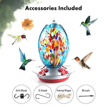 Load image into Gallery viewer, Hand Blown Glass Hummingbird Feeder - 25 Ounces