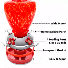 Load image into Gallery viewer, Hand Blown Glass Hummingbird Feeder - 38 Ounces